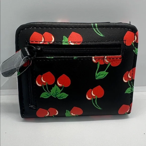 🍒 NWT Luv Betsey by Betsey Johnson Cherry Sweet Bifold Wallet - Black Heart HTF🍒 - Picture 3 of 16